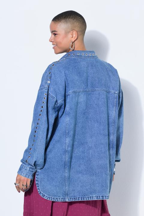Actual product image Studio Untold Denim shirt, oversize shape, decorative eyelets (46)
