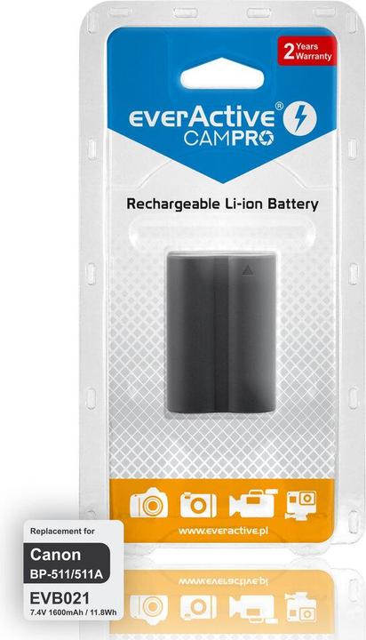 Actual product image Everactive Replacement Battery for Canon BP-511 (EVB021) (Camera battery charger)
