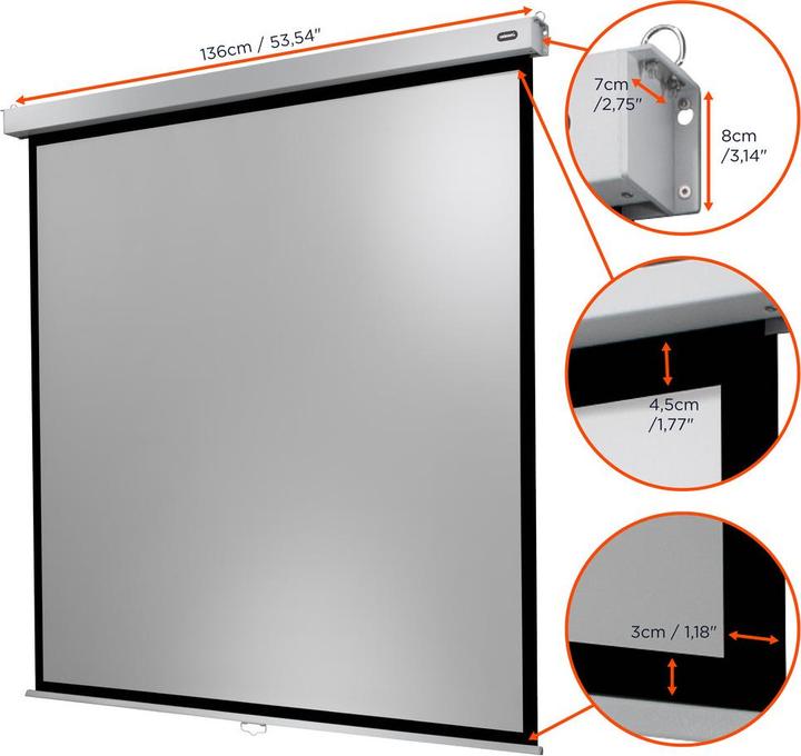 Immagine prodotto Celexon Manuale Professional Plus Formato quadrato - Schermo - Montaggio a soffitto possibile, adatto (66.93", 1:1)