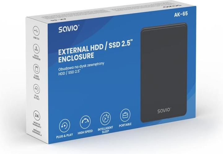 Productafbeelding Savio 2,5 Externe HDD/SDD-behuizing USB 3.0 AK-65 (2.5")