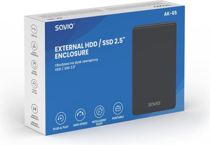 Produktbild Savio 2.5 Externes HDD/SDD-Gehäuse USB 3.0 AK-65 (2.5")