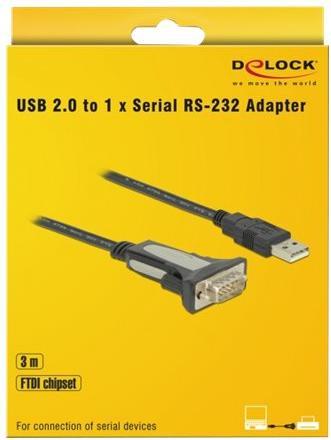 Produktbild Delock Adapter USB-A—Seriell DB9 RS-232 (3 m, VGA)