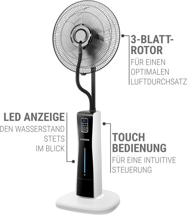 Actual product image Vasner Pedestal fan with water cooling (48 dB)