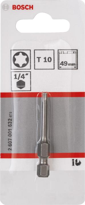 Actual product image Bosch Professional Zubehör Screwdriver bit extra-hard T10, 49 mm, pack of 1 (T 10)