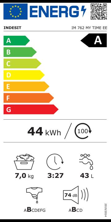 Energie-Label Indesit veļas mazg. mašīna (7 kg)