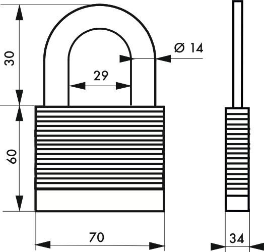 Actual product image Thirard Cadenas à clé fédéral lock protector, extérieur, acier, double verrouillage, 70mm, 2 clés -