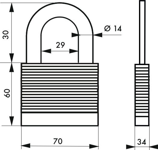 Immagine prodotto Thirard Cadenas à clé fédéral lock protector, extérieur, acier, double verrouillage, 70mm, 2 clés -