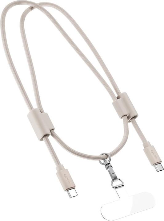 Immagine prodotto Makita Epico Handy-Lanyard beige / USB-C-zu-USB-C-Kabel / robuster Metallkarabiner (1.45 m, USB 2.0, 60 W)