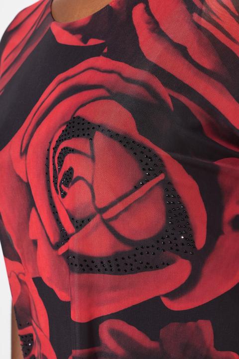 Produktbild Ulla Popken Chiffonbluse, Rosen, Oversized, Rundhals, Halbarm (46, 48)