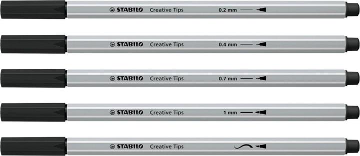 Productafbeelding STABILO Fineliner Creatieve Tips Arty (Zwart, Grijs, 5 x)