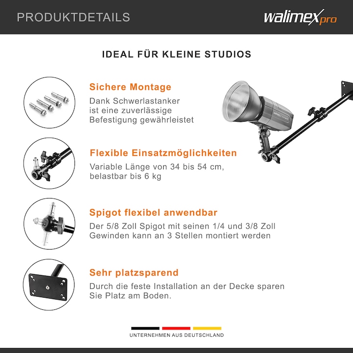 Produktbild Walimex pro Wand- Deckenstativ (54 cm, 6 kg)