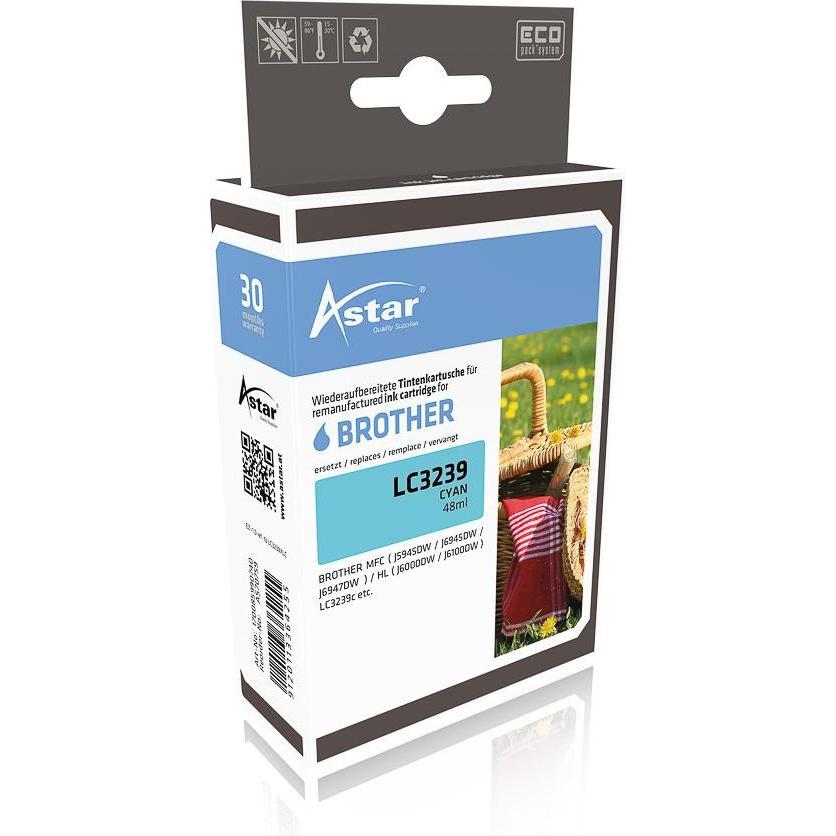 Astar, Druckerpatrone, AS70759 BROTHER LC3239XLC HL Tinte cyan HC rebuilt 5000Seiten Chip 48ml