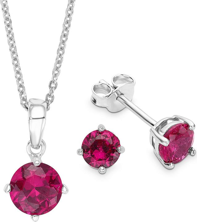 Amor Damen-Schmuckset Halskette + Ohrringe 925 Silber rhodiniert Zirkonia (Silber 925)