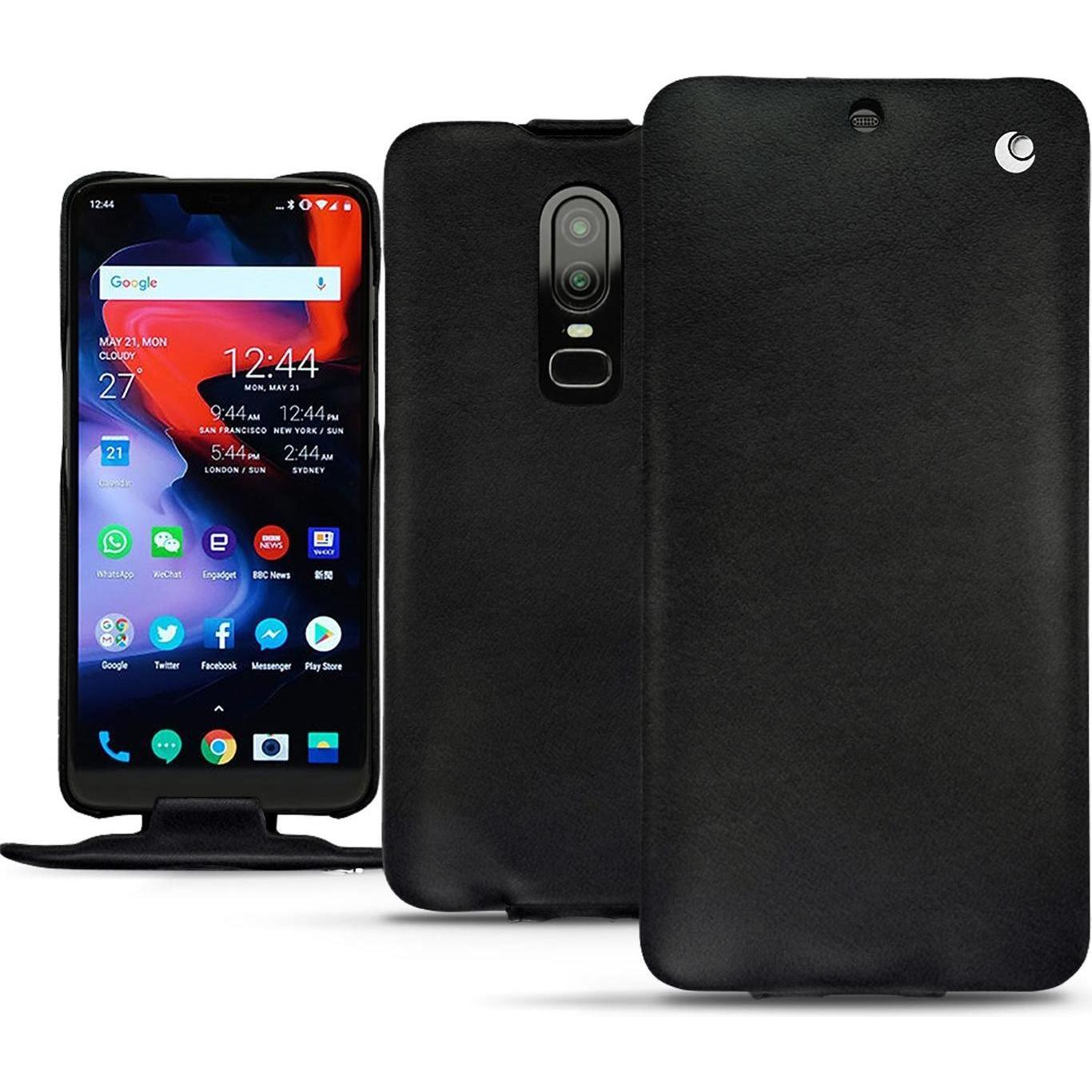 Noreve Lederschutzhülle vertikal (OnePlus X), Smartphone Hülle, Schwarz