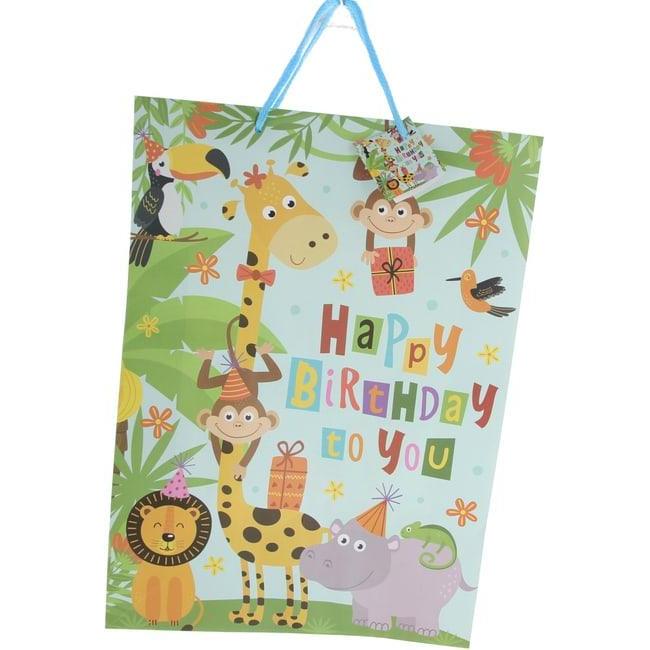 MICA Living, Geschenkverpackung, Geschenktasche Dschungeltiere - ca. 33 x 10 x 45,5 cm (Geschenktüte, 1 x)