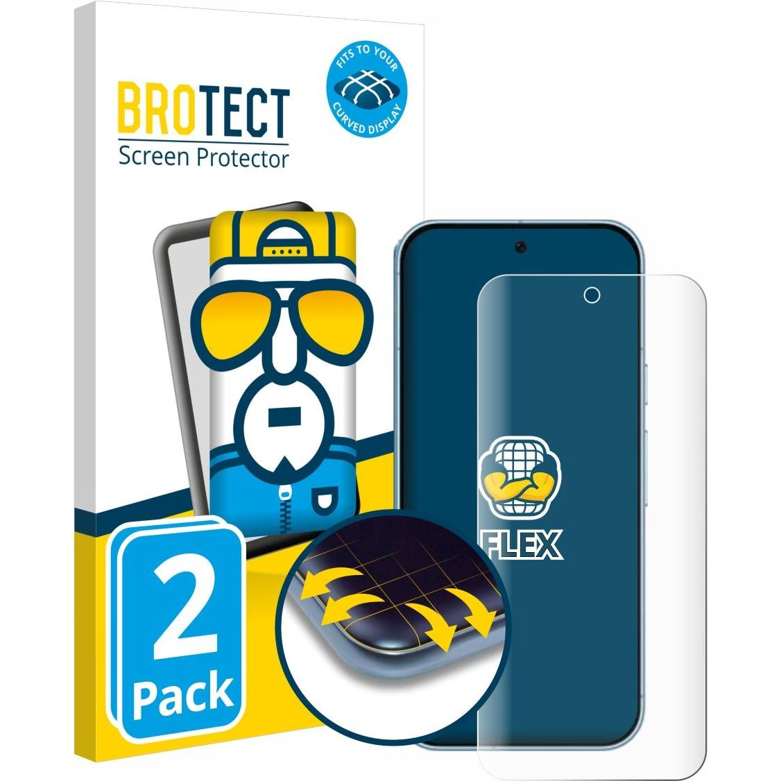 BROTECT Fullscreen Schutzfolie Displayschutz Folie Klar Transparent (2 Stück, Google Pixel 9 Pro XL), Smartphone Schutzf...