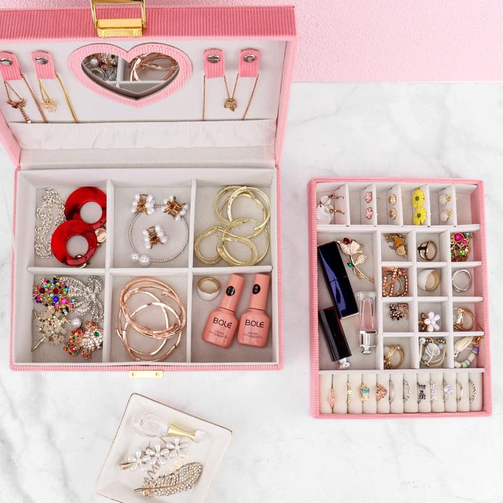 Produktbild Only-Bags.Store Schmuckkästchen, grosses Schmuckkästchen mit Spiegel für Samt-Schmuckkästchen