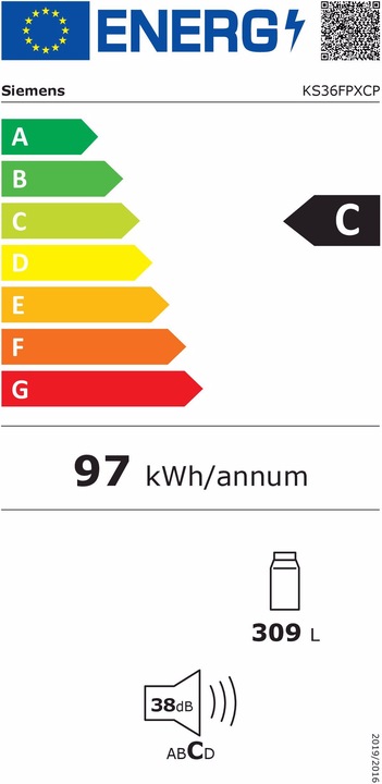 Energie-Label Siemens KS36FPXCP (309 l)