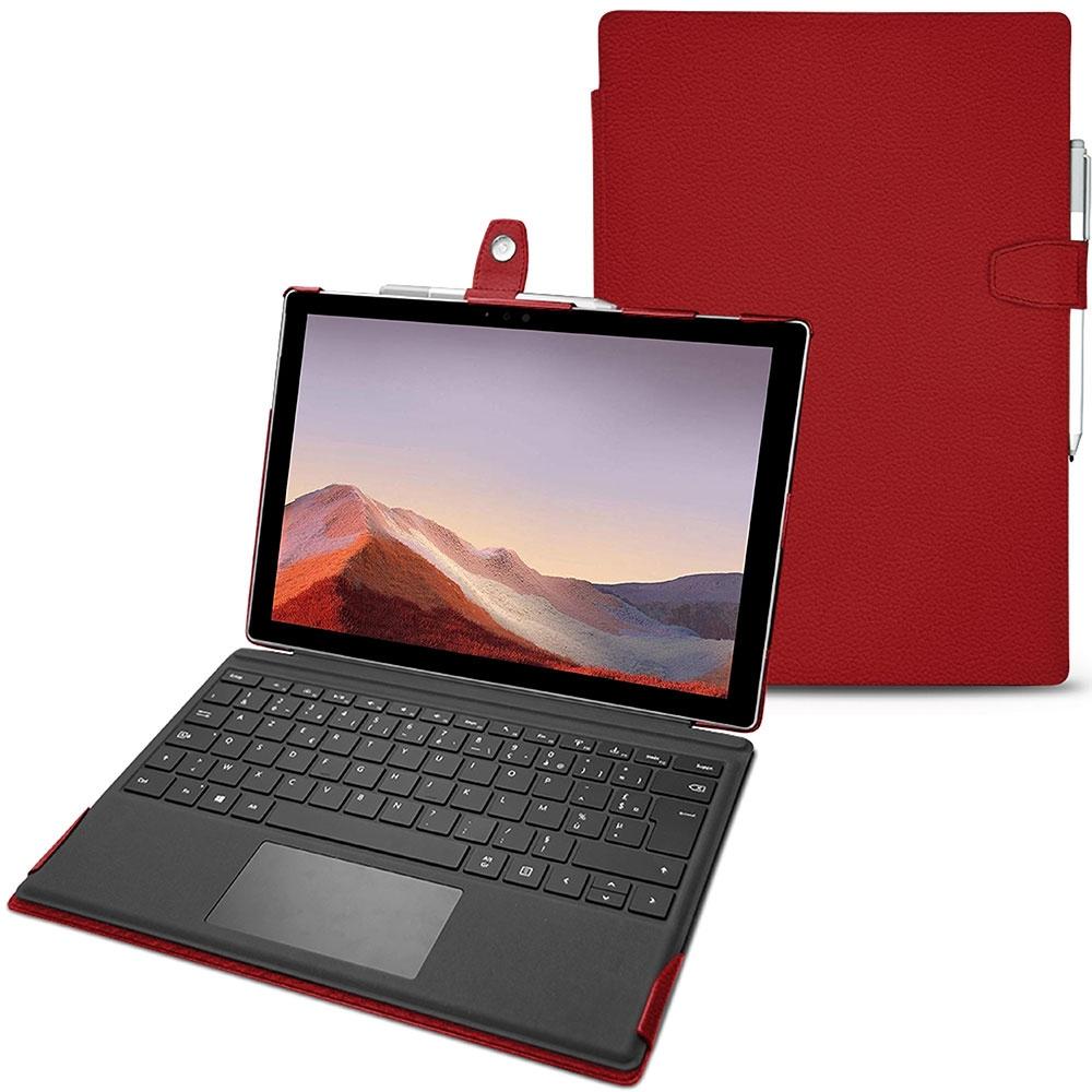 Noreve Lederschutzhülle (Microsoft Surface Pro 7), Tablet Hülle, Rot