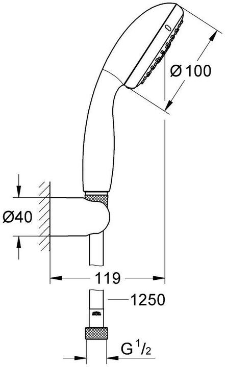 Produktbild Grohe Tempesta 100 Wandhalterset (2 Strahlarten)