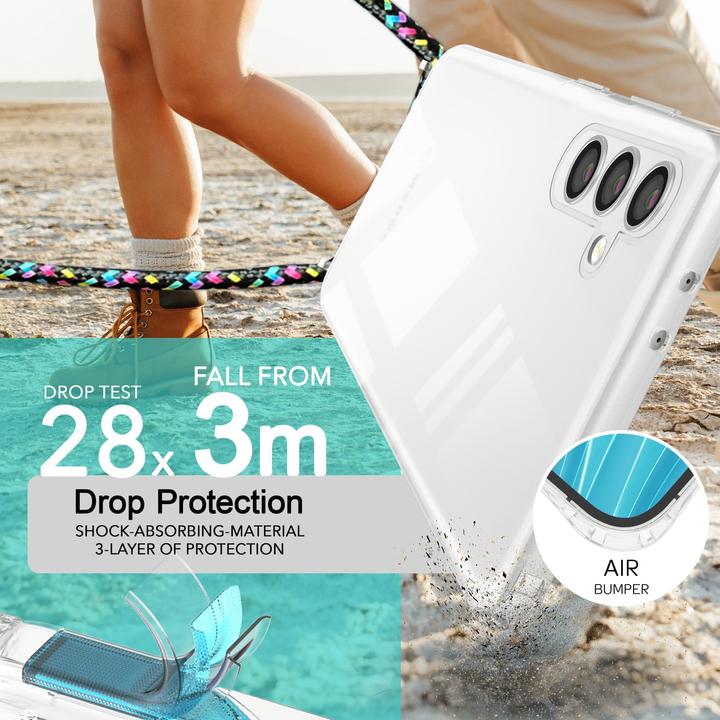 Actual product image Nalia Clear hybrid case with chain to hang around the neck