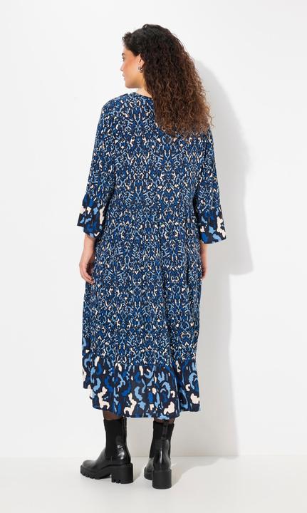 Image du produit Ulla Popken Robe avec col tunisien, manches 3/4 volantées, coupe évasée (58)
