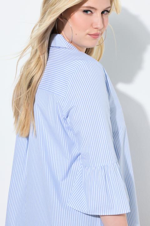 Immagine prodotto Ulla Popken Blusa dal taglio svasato con righe, collo da camicia e maniche a 3/4 (58, 60)
