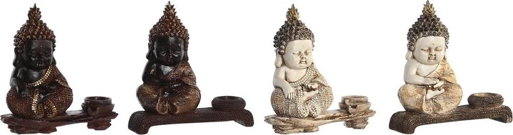 Produktbild DKD Home Decor Deko-Figur Rot Beige Buddha Harz Orientalisch (22 x 8,2 x 23 cm) (4 Stück)