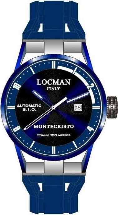 Produktbild Locman Italy Herrenuhr Montecristo Classic Automatik PVD blau Ref. 051 (Uhr mit Schmuckstein, 44 mm)