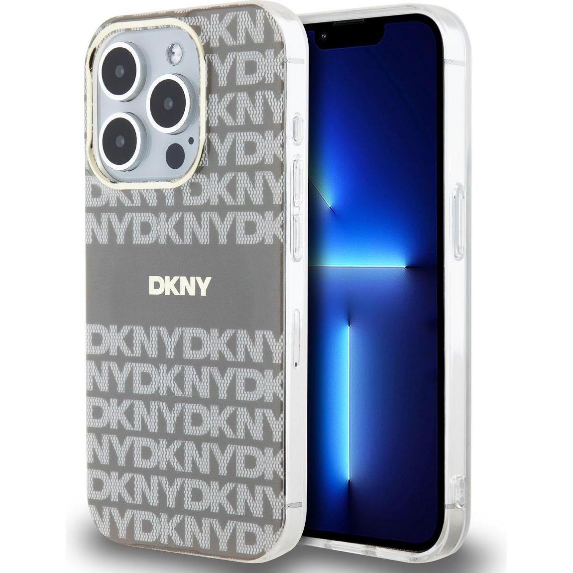 DKNY PC/TPU Repeat Pattern Tonal Stripe Magsafe Case for iPhone 13 Pro Beige (Apple iPhone 13 Pro) (DKHMP13LHRHSEE)