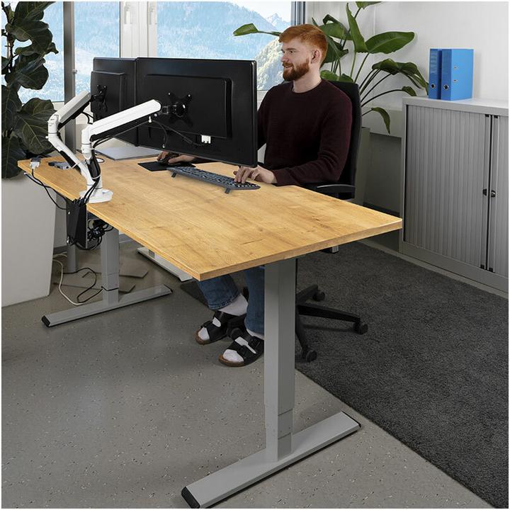 Produktbild Contini höhenverstellbarer Bürotisch 1.6x0.8m Eiche / Gestell grau RAL 7045
