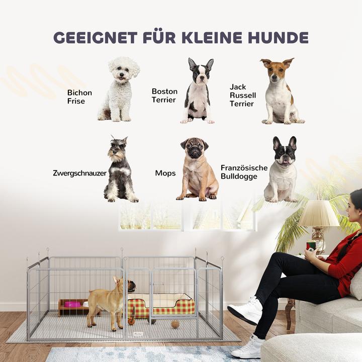 Produktbild PawHut Welpenauslauf Stahl Silber