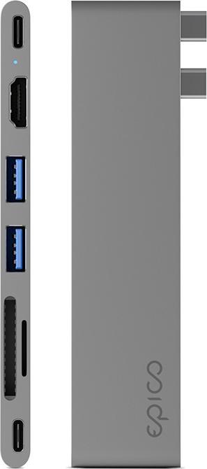 Actual product image Epico 7in1 Pro Hub with USB-C connector (USB-C, 7 Ports)