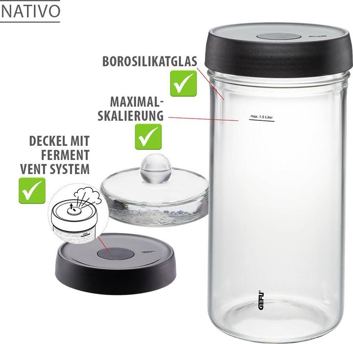 Actual product image GEFU NATIVO fermentation jar, 1.5 l (1 pcs., 1.50 l)