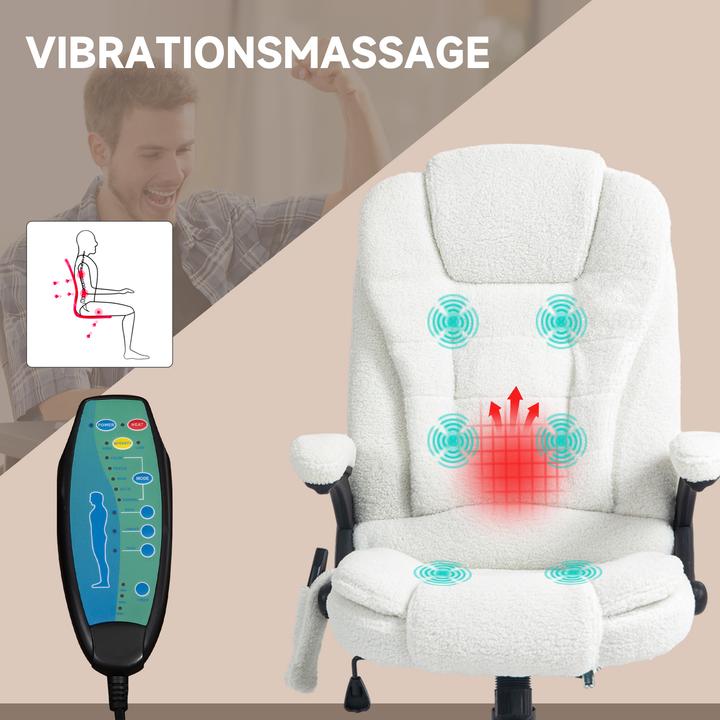 Produktbild Vinsetto Massagestuhl Teddysamt (100% Polyester), Schaumstoff Weiss