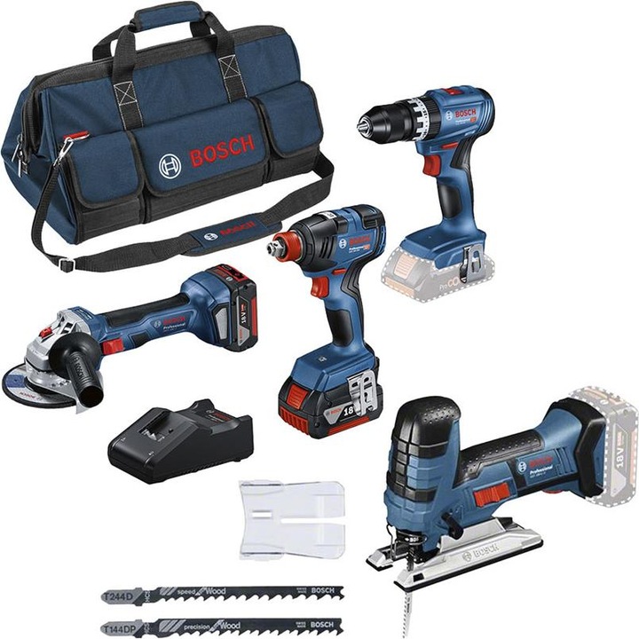 Actual product image Bosch Professional Bosch 4 Tool 18V Profi Set GSB + GDX + GWS+ GST