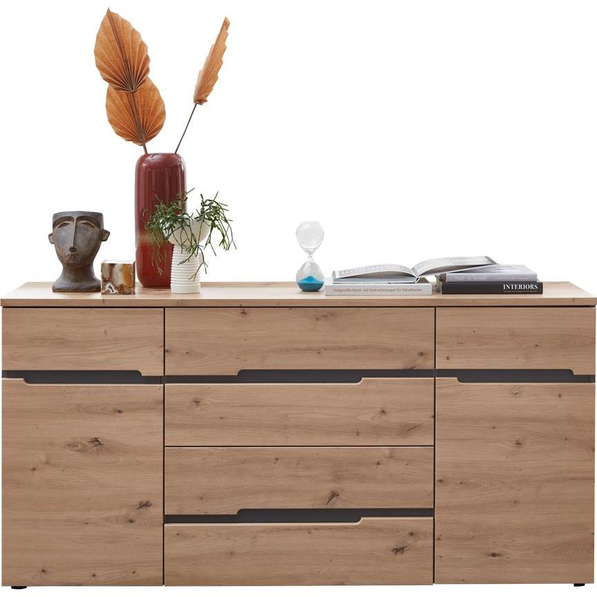 Innostyle, Kommode + Sideboard, Memphis Sideboard Holzwerkstoff Artisan Eiche Optik/Graphit 165x82x44 cm