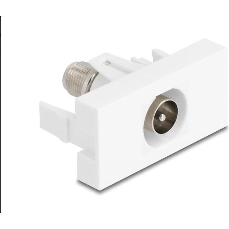 Delock Easy 45 Modul IEC Stecker zu F Buchse weiss (90828) (Antennenkabel), Antennenkabel