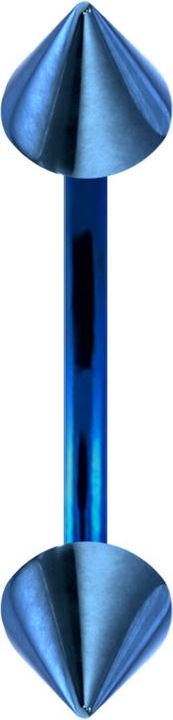 Image du produit Star Piercing Micro banane bleu foncé avec deux cônes (sans laiton, Titane G23)