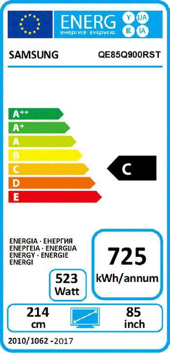 Energie-Label Samsung QE85Q900R (85", LCD, 8K, 2018)