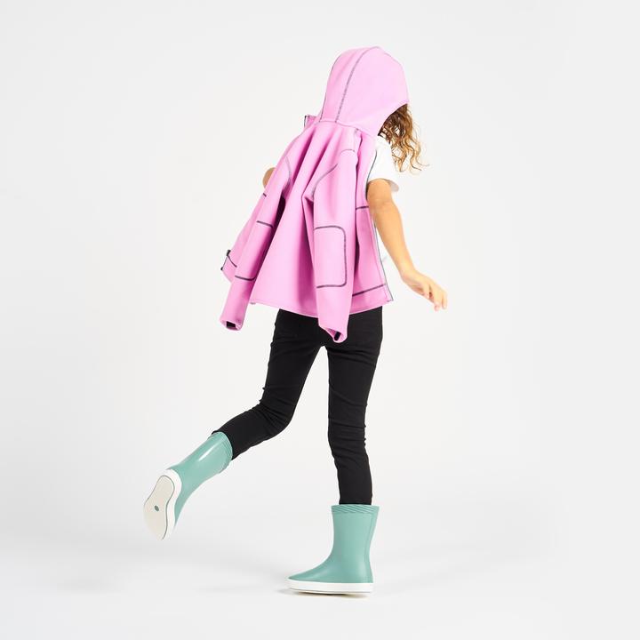 Actual product image Tribord Fleece jacket sailing kids warm reversible 500 navy blue/pink (128)