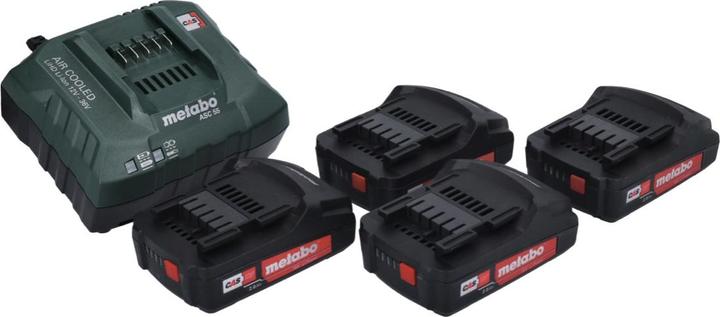 Image du produit Metabo Basic Set 4x bloc batterie Li-Power 18 V 2,0 Ah CAS Li-Ion ( 4x 625596000 ) + chargeur ASC 55 (18 V)