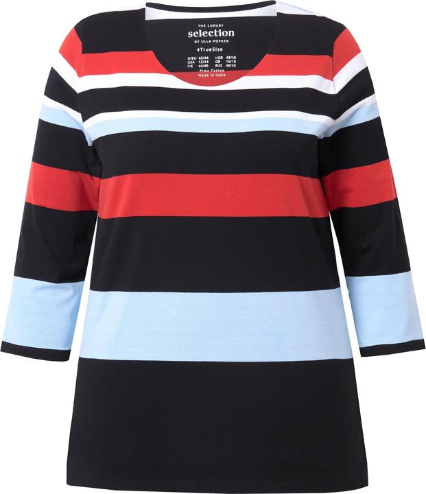 Produktbild Ulla Popken Shirt, Ringel, Rundhals, 3/4-Arm, Pima Cotton (46, 48)