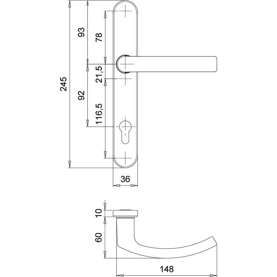 Magni, Türgriff + Fenstergriff, Alu-Rahm.-Dr.-Grt.,Kronos,8mm,92,PZ,F12 2005/035, F12 (Türgarnitur)