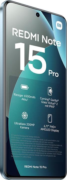 Immagine prodotto Xiaomi REDMI Note 15 Pro (512 GB, Blu, Blu glaciale, 6.77", Doppia SIM, 4G)