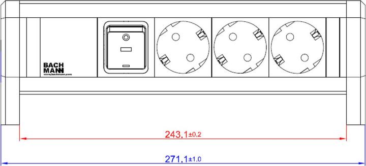 Actual product image Bachmann DESK extension cord (3 x, CEE 7/3)