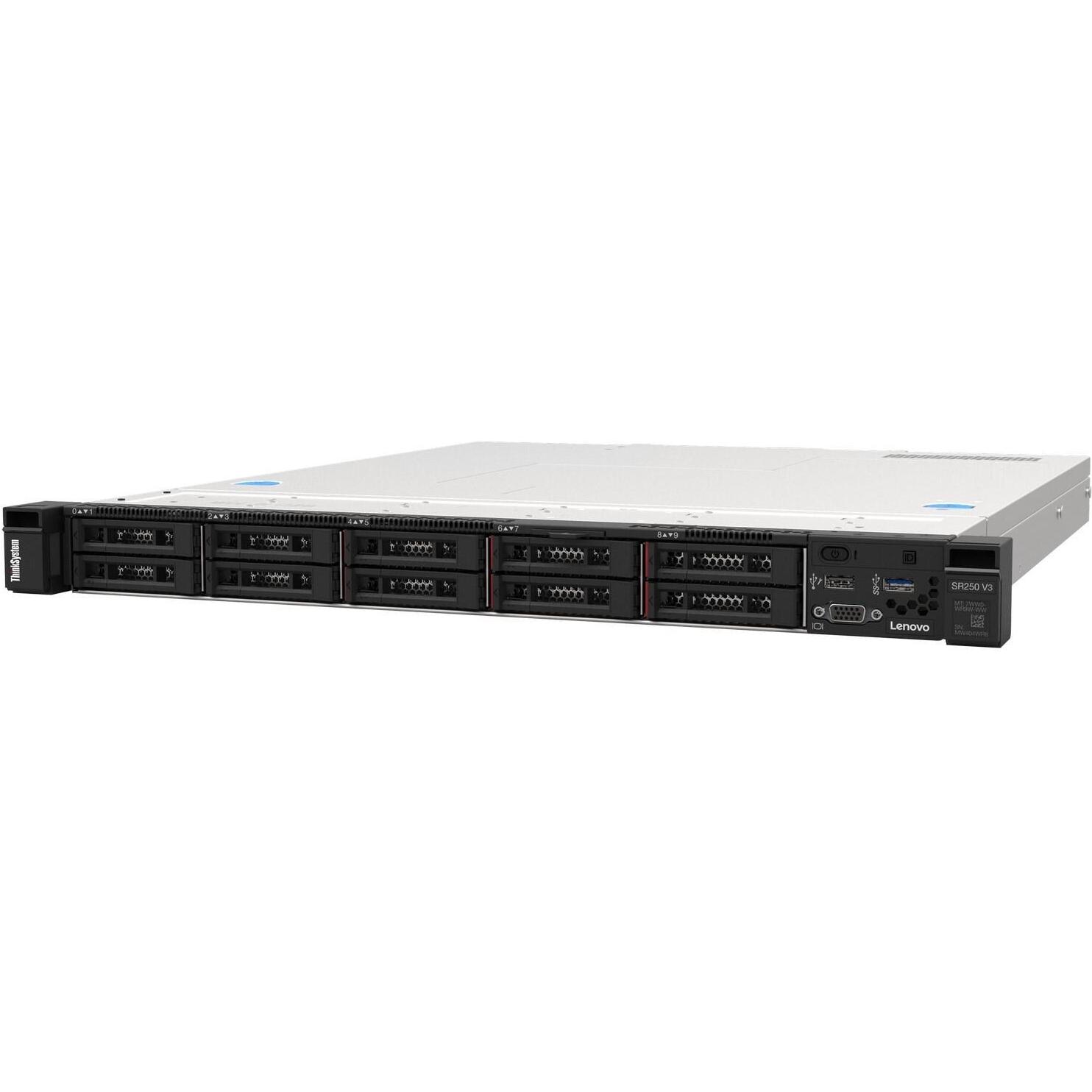 Lenovo ThinkSystem SR250 V3, 3,4 GHz, E-2434, 16 GB, DDR5-SDRAM, 800 W, Rack (1U) (Intel Xeon E-2434