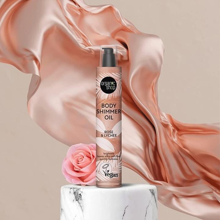 Produktbild Organic Shop Rose & Lychee Body Shimmer Oil 100ml (Körperöl, 100 ml)