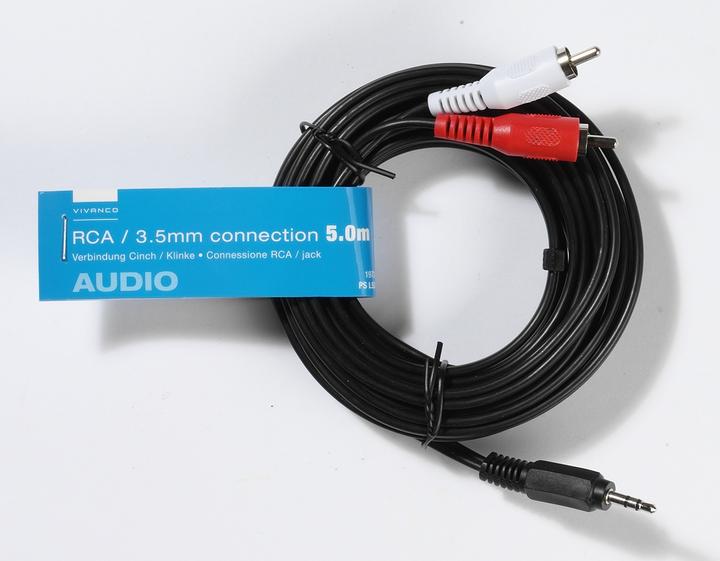 Actual product image Vivanco 3.5mm stereo jack - 2x RCA connection cable (5 m, 3.5mm jack (AUX), Cinch)