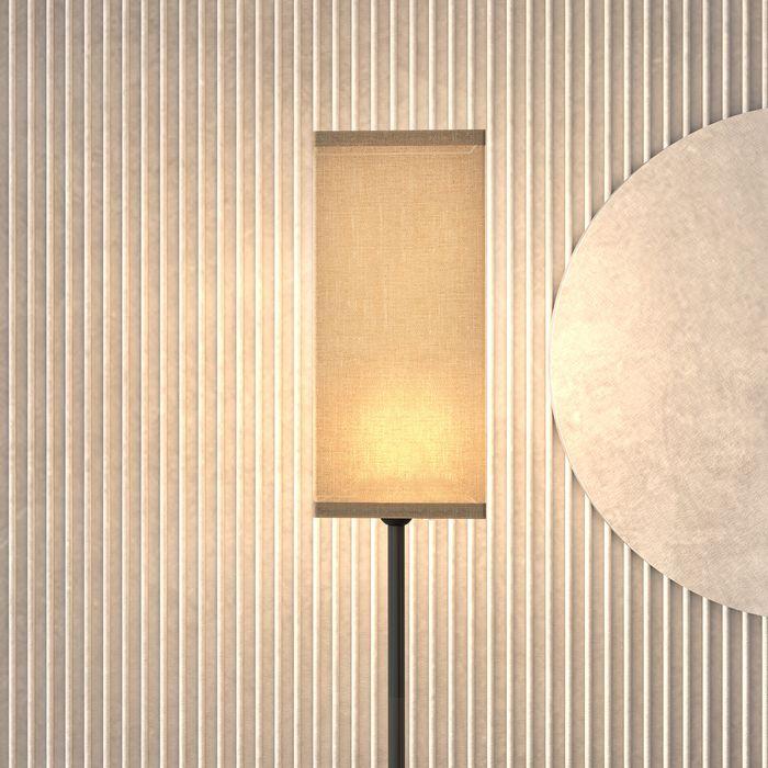 Actual product image Swisshandel24 Moderne Stehlampe mit Kunstleinen-Schirm, Fussschalter, für Wohnzimmer Schwarz (E27)